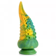 Фантазийный фаллоимитатор в форме щупальца Monstropus Tentacled Monster Silicone Dildo - 21,6 см зеленый с желтым 