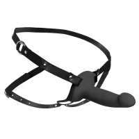 Черный полый страпон с вибрацией 2’’ Erection 28X Smooth Vibrating Silicone Penis Sheath черный 