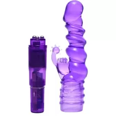 Фиолетовая виброракета с насадкой-кроликом Ribbed Rabbit Vibrator - 21,6 см фиолетовый 