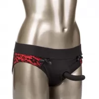 Красно-черные страпон-трусики Pegging Panty Set - размер L-XL красный с черным L-XL