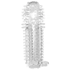 Закрытая прозрачная насадка на пенис с шипиками Nubby Sleeve - 14,5 см прозрачный 