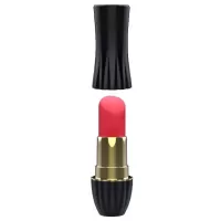 Клиторальный стимулятор-помада LIPSTICK - 9,3 см черный с красным 