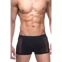 Черные мужские трусы-боксеры с прозрачными вставками по бокам черный L-XL