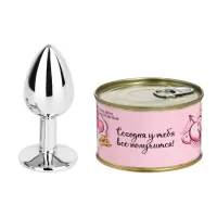 Серебристая анальная пробка в консервной банке  У тебя все получится. Но серебристый 