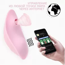 Розовый клиторальный вибратор в трусики с вакуум-волновой стимуляцией розовый 
