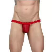 Мужские красные трусы-тонги на кружевном поясе красный S-M