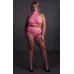 Эффектный розовый комплект Turtle Neck and High Waist Slip розовый XL-4XL