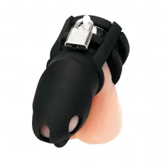 Черная клетка для пениса Silicone Small 2 in Cock Cage With Ball Divider черный 