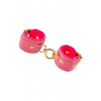 Розовые двуслойные кожаные наручники-браслеты розовый 