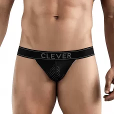 Черные перфорированные трусы-джоки Clever Ambar Jockstrap черный L