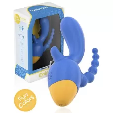 Синий мини-вибратор с анальным хвостом и управлением через приложение - 13 см синий 