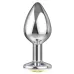 Большая серебристая анальная пробка Diamond Yellow Sparkle Large с жёлтым кристаллом - 8 см желтый 