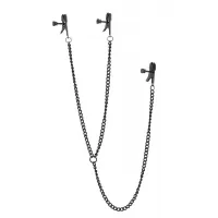 Черные зажимы на соски и клитор на цепочке DELUXE NIPPLE   CLIT CLAMPS черный 