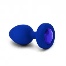 Синяя вибропробка Vibrating Jewel Plug L/XL - 11 см синий 