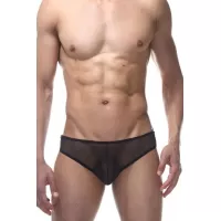 Мужские трусы-слипы с пикантной задней частью из рюшек черный S-M