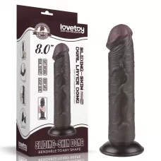 Коричневый фаллоимитатор 8 Sliding Skin Dual Layer Dong - 20 см коричневый 