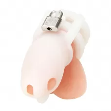 Белая клетка для пениса Silicone Small 2 in Cock Cage With Ball Divider белый 