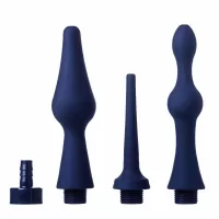 Набор из 3 универсальных насадок для анального душа Universal 3 Piece Silicone Enema Attachment Set синий 