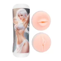 Двусторонний мастурбатор в колбе аниме - вагина и ротик телесный 