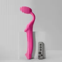 Ярко-розовый безремневой страпон Strap-on-me Vibrating Bendable Strap-On size L ярко-розовый 