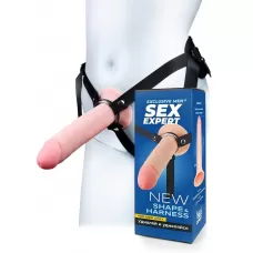 Мужской полый страпон на регулируемых ремешках - 22 см телесный с черным Мужской полый страпон на регулируемых ремешках - 22 см телесный с черным