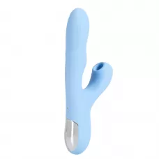 Голубой вибратор с ротацией и вакуумной стимуляцией BeYourLover Rosubi голубой 