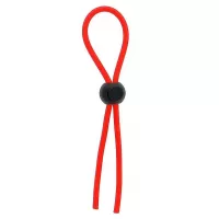 Красное эрекционное лассо с одной бусинкой-утяжкой STRETCHY THICK LASSO красный с черным 