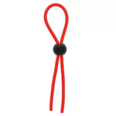 Красное эрекционное лассо с одной бусинкой-утяжкой STRETCHY THICK LASSO красный с черным 