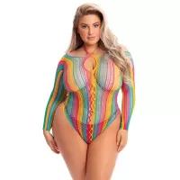 Радужное боди с длинным рукавом разноцветный XL-XXL