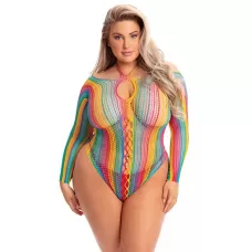 Радужное боди с длинным рукавом разноцветный XL-XXL