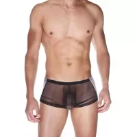 Мужские трусы-боксеры из полупрозрачной сетки черный с белым S-M