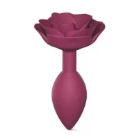 Сливовая анальная пробка с ограничителем-розой Open Rose Size M Butt Plug сливовый 