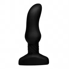 Черная анальная вибропробка с пультом ДУ Curved Rimming Plug Slim M - 13,9 см черный 
