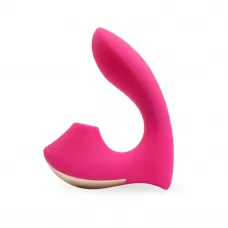 Розовый  L-образный вибромассажёр с вакуумной стимуляцией 3,5’’ Silicone Billow Suction Lover розовый 