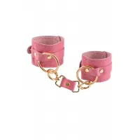 Розовые однослойные кожаные наручники розовый 