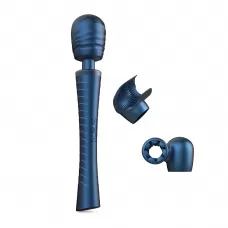 Синий вибромассажёр с насадками Man.wand Edgy синий 