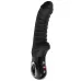 Черный вибратор Tiger с ребрышками - 22,5 см черный 
