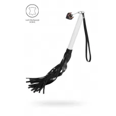 Плеть с белой рукоятью и чёрными хлыстами - 50 см черный с белым 