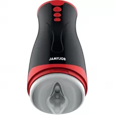 Мастурбатор-вагина с вибрацией и давлением черный с белым 