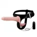 Женский страпон с вибрацией и вагинальной пробкой Ultra Passionate Harness - 18 см телесный с черным 