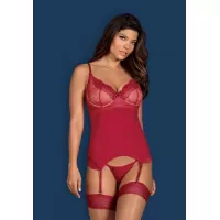 Оригинальный кружевной корсаж Rosalyne бордовый L-XL