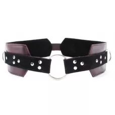 Бордовый пояс с колечками для крепления наручников Maroon Leather Belt бордовый S-M-L