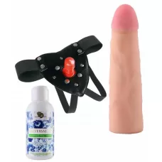 Трусики Harness с реалистичной насадкой-фаллосом №69 - 17,5 см телесный с черным 