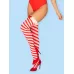Игривые чулочки Kissmas в новогоднем стиле красный с белым L-XL