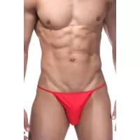 Классические красные трусы-стринги на тонких резинках красный L-XL