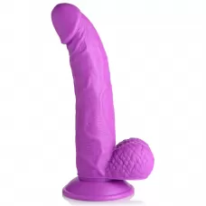 Фиолетовый фаллоимитатор на присоске 7.5  Dildo with Balls - 21,5 см фиолетовый 