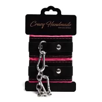 Черно-розовые скругленные наручники с мягкой подкладкой черный с розовым 