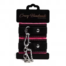 Черно-розовые скругленные наручники с мягкой подкладкой черный с розовым 