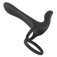 Черная насадка на член с вибрацией Couple’s Vibrator черный 