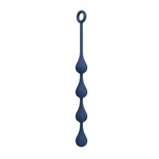 Синяя анальная ёлочка с кольцом Waterdrop Anal Balls 30 mm M - 33,5 см синий 